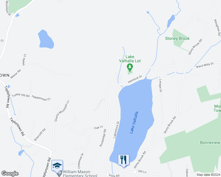 map of restaurants, bars, coffee shops, grocery stores, and more near 51 Rockledge Road in Montville