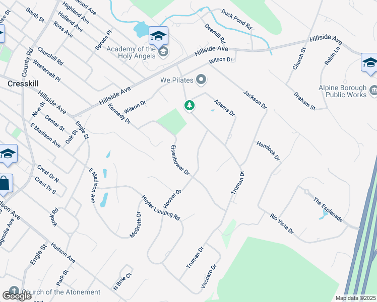map of restaurants, bars, coffee shops, grocery stores, and more near 191 Hoover Drive in Cresskill