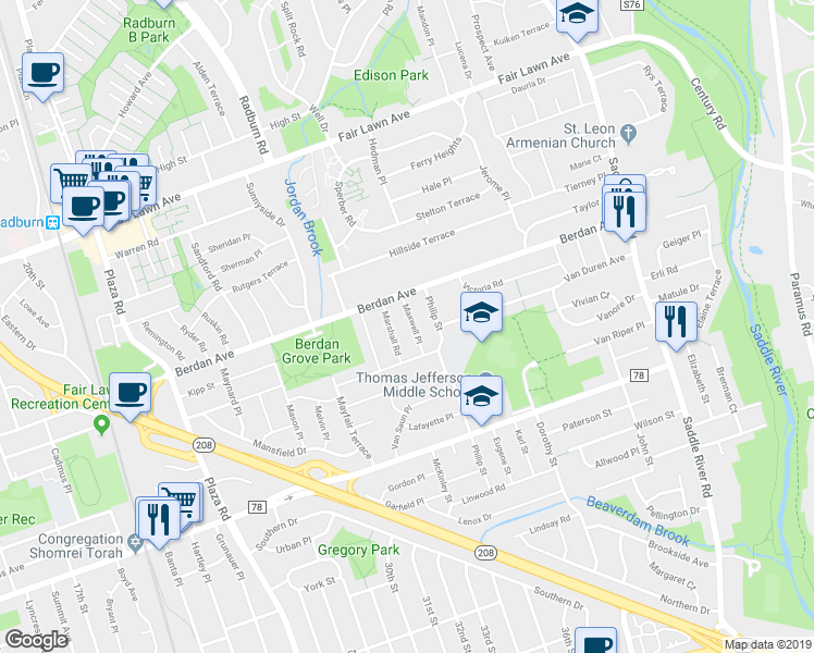 map of restaurants, bars, coffee shops, grocery stores, and more near 10-06 Maxwell Place in Fair Lawn