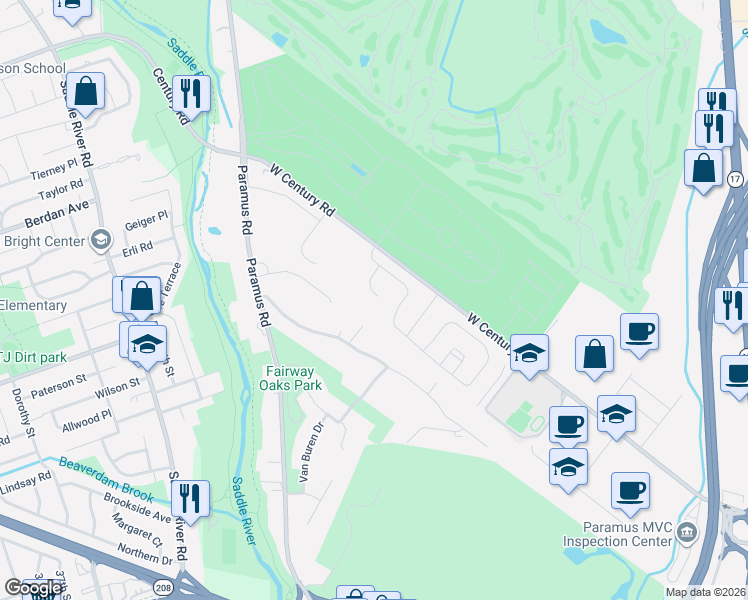 map of restaurants, bars, coffee shops, grocery stores, and more near 76 Buckthorn Court in Paramus