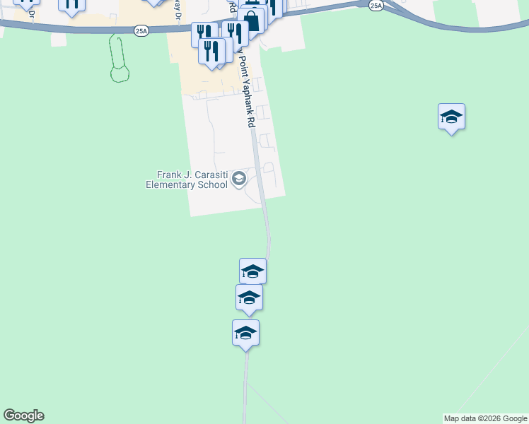 map of restaurants, bars, coffee shops, grocery stores, and more near 90 Rocky Point Yaphank Road in Rocky Point