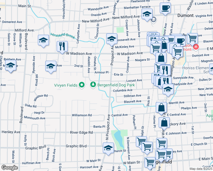 map of restaurants, bars, coffee shops, grocery stores, and more near 5 Gallagher Court in Bergenfield