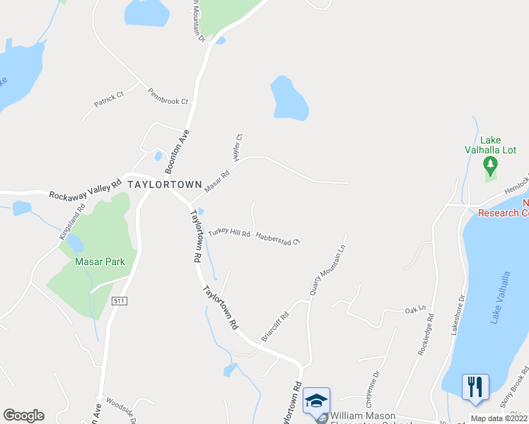 map of restaurants, bars, coffee shops, grocery stores, and more near 19 Turkey Hill Road in Boonton