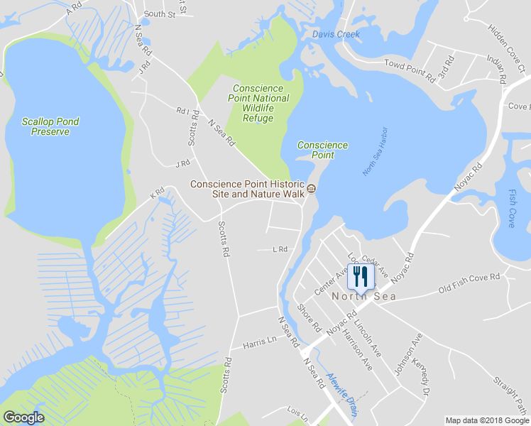 map of restaurants, bars, coffee shops, grocery stores, and more near 33 Old Field Road in Southampton
