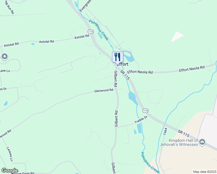 map of restaurants, bars, coffee shops, grocery stores, and more near 1305 Glenwood Road in Effort