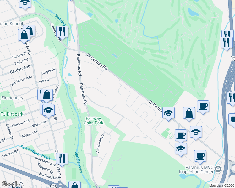 map of restaurants, bars, coffee shops, grocery stores, and more near 79 Buckthorn Court in Paramus