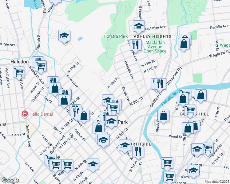map of restaurants, bars, coffee shops, grocery stores, and more near 364 North 11th Street in Prospect Park