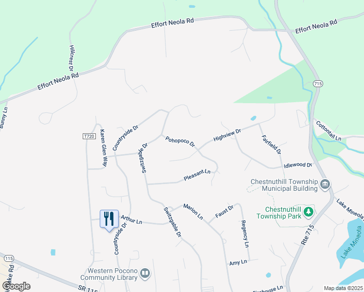 map of restaurants, bars, coffee shops, grocery stores, and more near 221 Pohopoco Drive in Brodheadsville