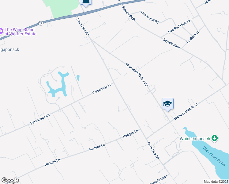 map of restaurants, bars, coffee shops, grocery stores, and more near 603 Parsonage Lane in Sagaponack