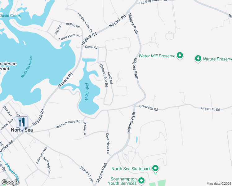 map of restaurants, bars, coffee shops, grocery stores, and more near 13 Woods Lane in Southampton