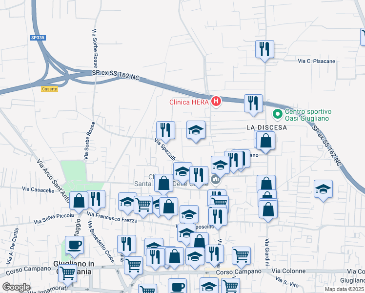 map of restaurants, bars, coffee shops, grocery stores, and more near 2A Via Vicinale Casa D'Agostino in Giugliano in Campania