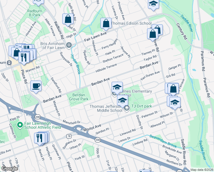 map of restaurants, bars, coffee shops, grocery stores, and more near 10-06 Maxwell Place in Fair Lawn