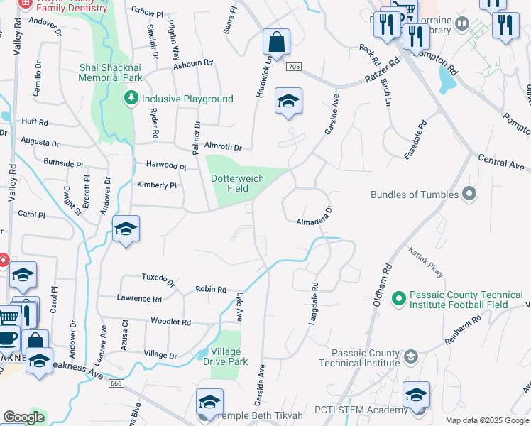 map of restaurants, bars, coffee shops, grocery stores, and more near 134 Garside Avenue in Wayne