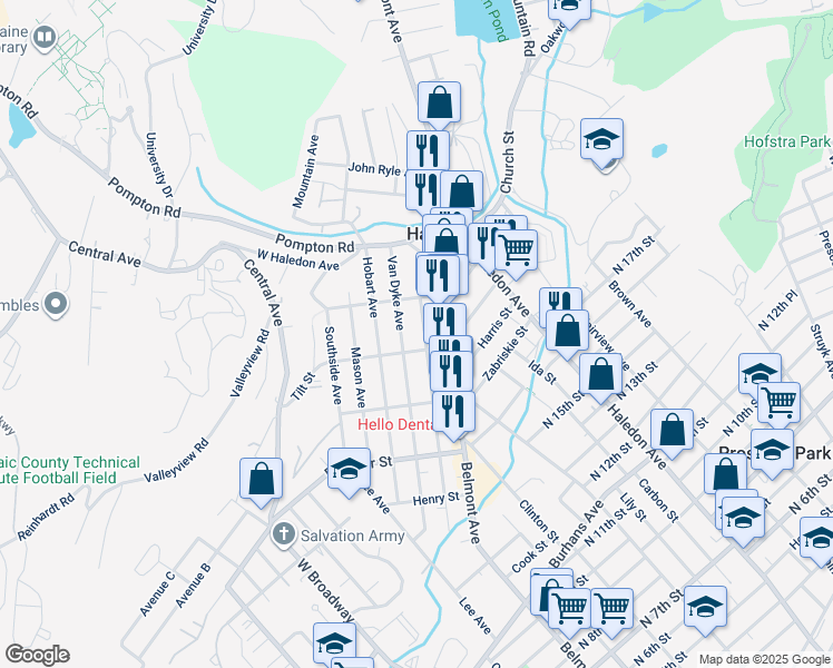 map of restaurants, bars, coffee shops, grocery stores, and more near 404 Morrissee Avenue in Haledon