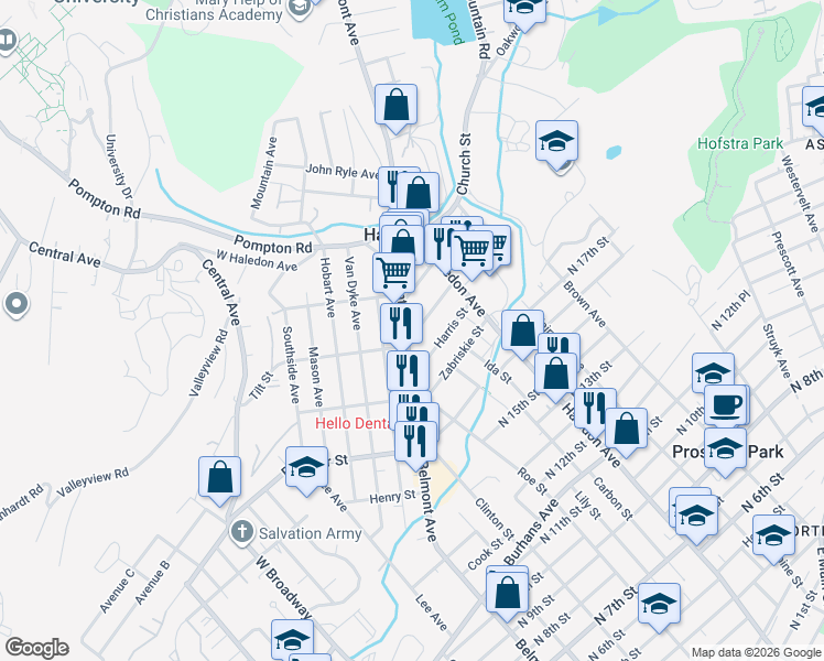 map of restaurants, bars, coffee shops, grocery stores, and more near 21 Harris Street in Haledon