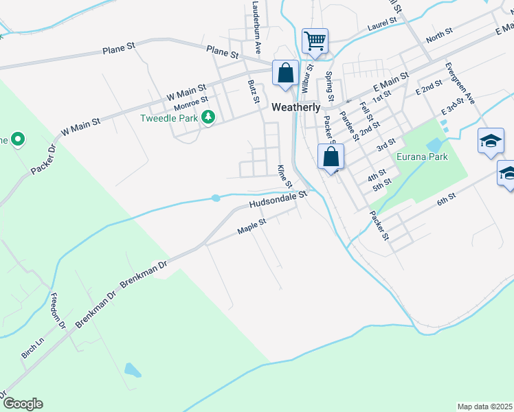 map of restaurants, bars, coffee shops, grocery stores, and more near 303 Hudsondale Street in Weatherly