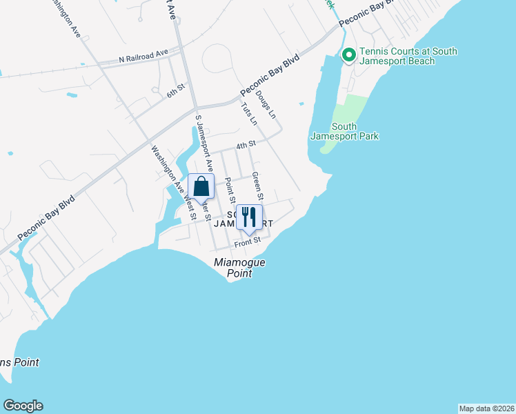 map of restaurants, bars, coffee shops, grocery stores, and more near 23 Green Tree Drive in Riverhead