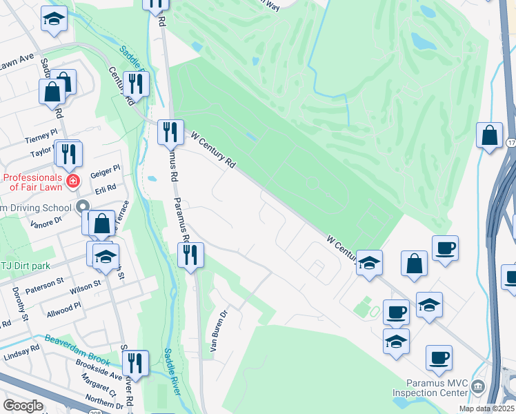 map of restaurants, bars, coffee shops, grocery stores, and more near 71 Buckthorn Court in Paramus