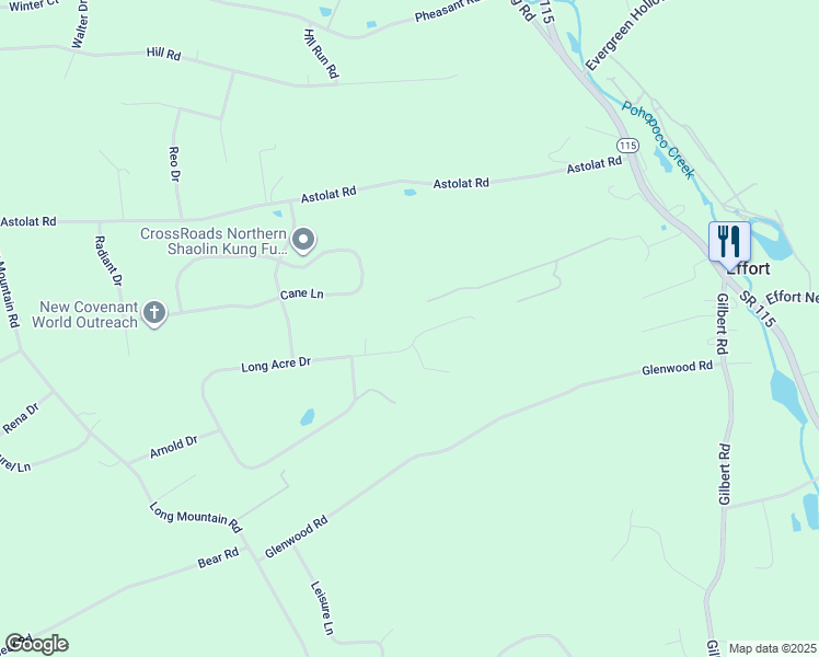 map of restaurants, bars, coffee shops, grocery stores, and more near 2325 Long Acre Drive in Effort