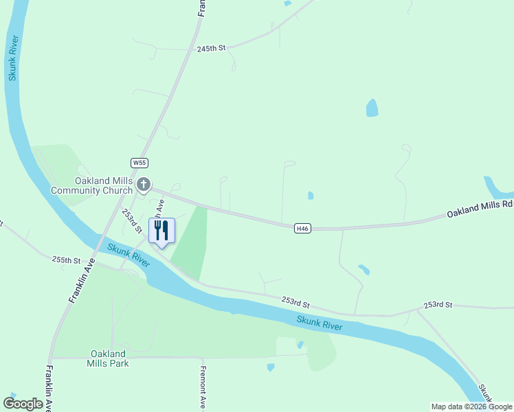 map of restaurants, bars, coffee shops, grocery stores, and more near 1569 Oakland Mills Road in Mount Pleasant