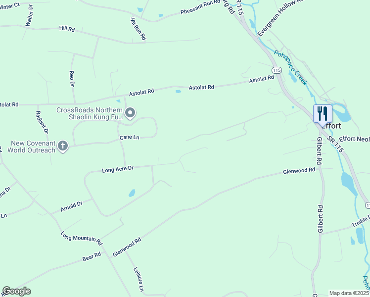 map of restaurants, bars, coffee shops, grocery stores, and more near 2329 Long Acre Drive in Effort