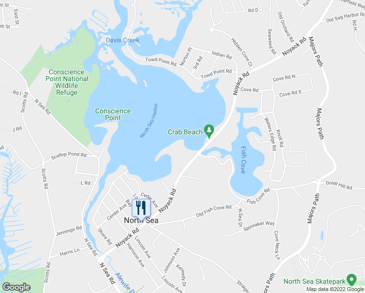 map of restaurants, bars, coffee shops, grocery stores, and more near 317 Noyack Road in Southampton