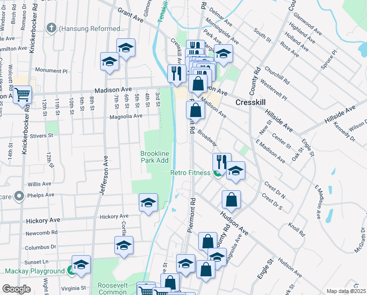map of restaurants, bars, coffee shops, grocery stores, and more near 5 Tenakill Park East in Cresskill