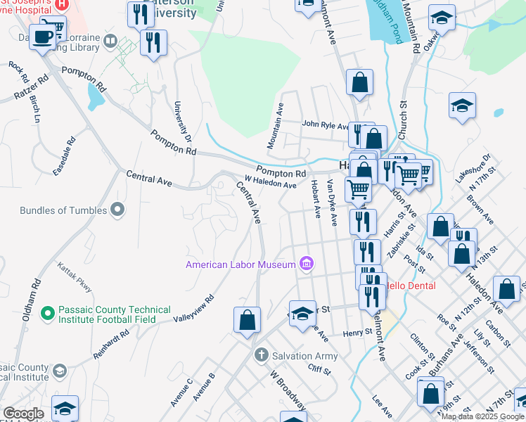 map of restaurants, bars, coffee shops, grocery stores, and more near 21 Al Lyn Court in Haledon