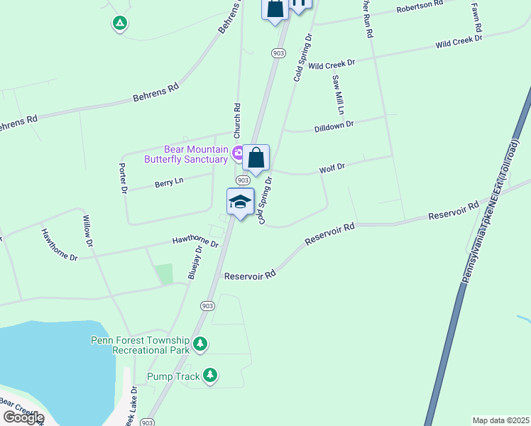 map of restaurants, bars, coffee shops, grocery stores, and more near 2 Cold Spring Drive in Jim Thorpe