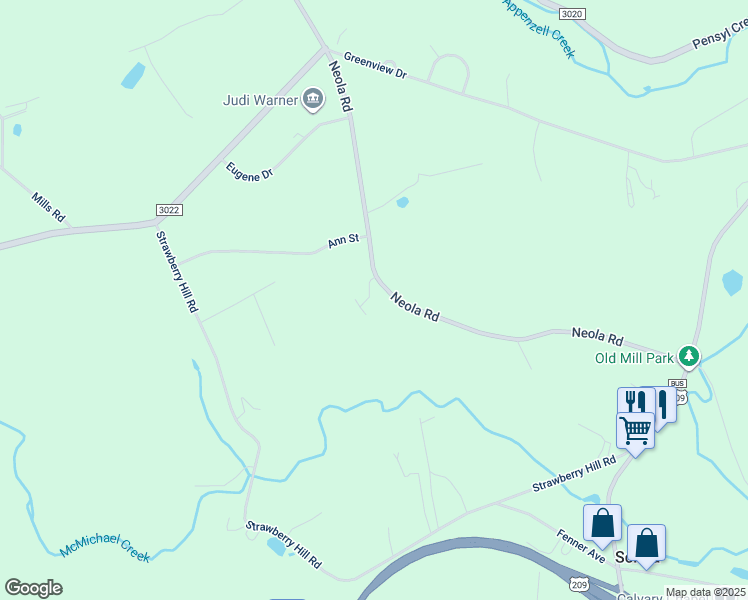 map of restaurants, bars, coffee shops, grocery stores, and more near 5253 Neola Road in Stroudsburg