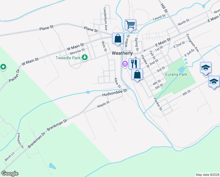 map of restaurants, bars, coffee shops, grocery stores, and more near 200 Doney Run in Weatherly