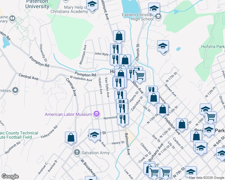 map of restaurants, bars, coffee shops, grocery stores, and more near 442 Morrissee Avenue in Haledon