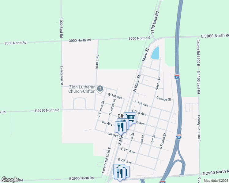 map of restaurants, bars, coffee shops, grocery stores, and more near 244 West Lincoln Avenue in Clifton