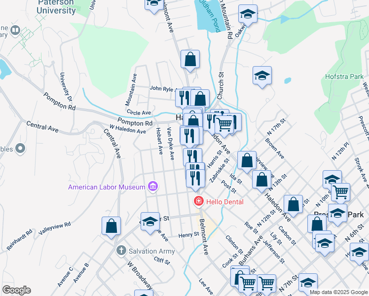 map of restaurants, bars, coffee shops, grocery stores, and more near 442 Morrissee Avenue in Haledon