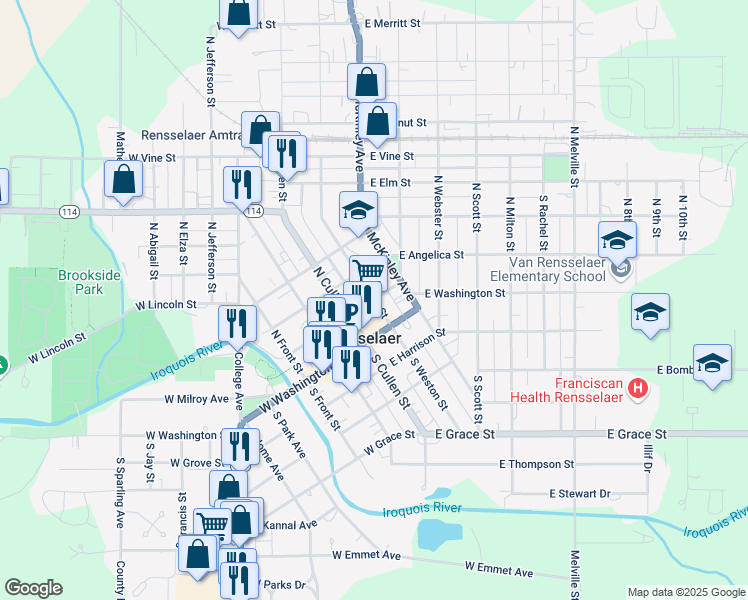 map of restaurants, bars, coffee shops, grocery stores, and more near 201 East Kellner Boulevard in Rensselaer