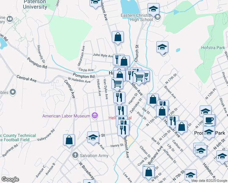 map of restaurants, bars, coffee shops, grocery stores, and more near 442 Morrissee Avenue in Haledon