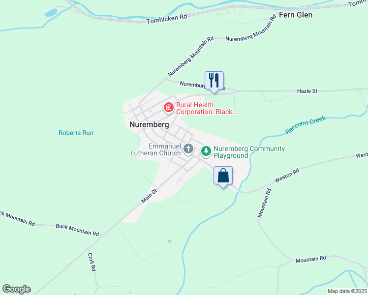 map of restaurants, bars, coffee shops, grocery stores, and more near 255 Mahanoy Street in Nuremberg