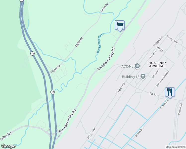 map of restaurants, bars, coffee shops, grocery stores, and more near 846 Berkshire Valley Road in Wharton