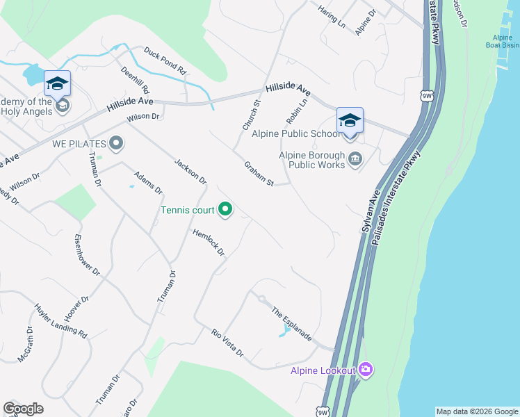 map of restaurants, bars, coffee shops, grocery stores, and more near 27 Tamarack Road in Alpine