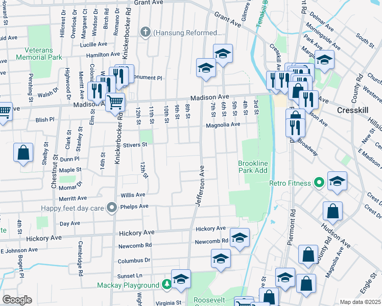 map of restaurants, bars, coffee shops, grocery stores, and more near 21 Glenview Terrace in Cresskill