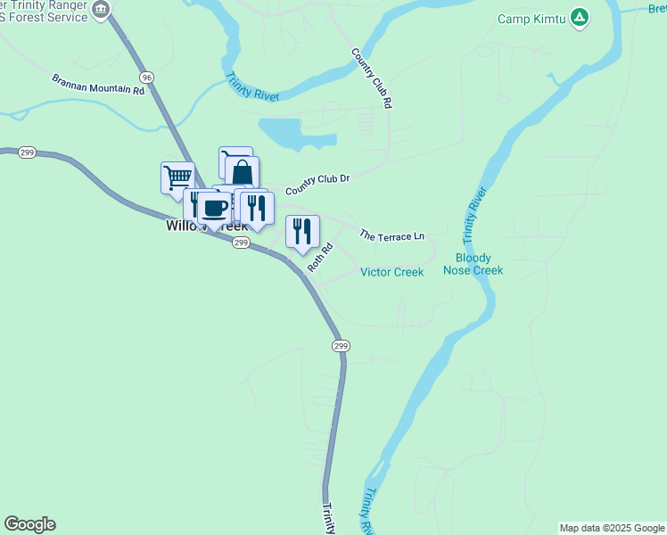 map of restaurants, bars, coffee shops, grocery stores, and more near 1380 The Terrace in Willow Creek
