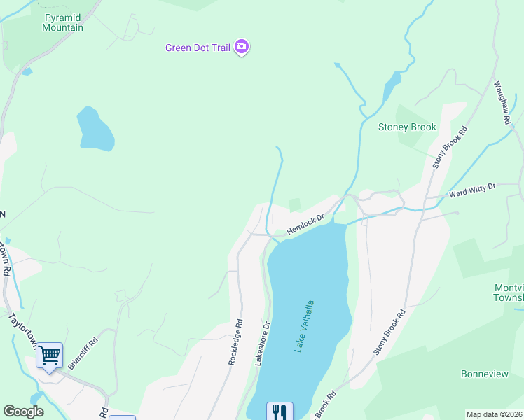 map of restaurants, bars, coffee shops, grocery stores, and more near 4 Afterglow Way in Montville