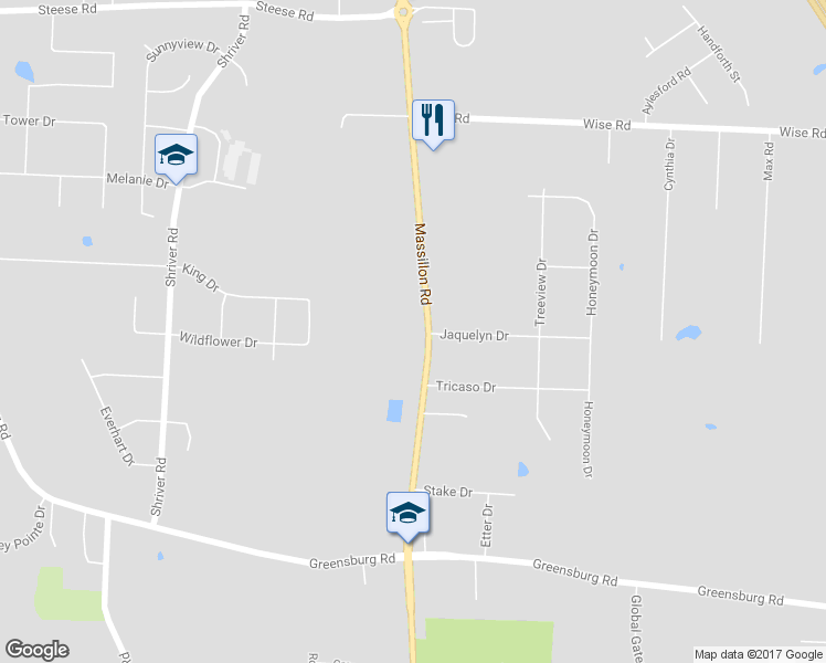 map of restaurants, bars, coffee shops, grocery stores, and more near 4526 Massillon Road in North Canton
