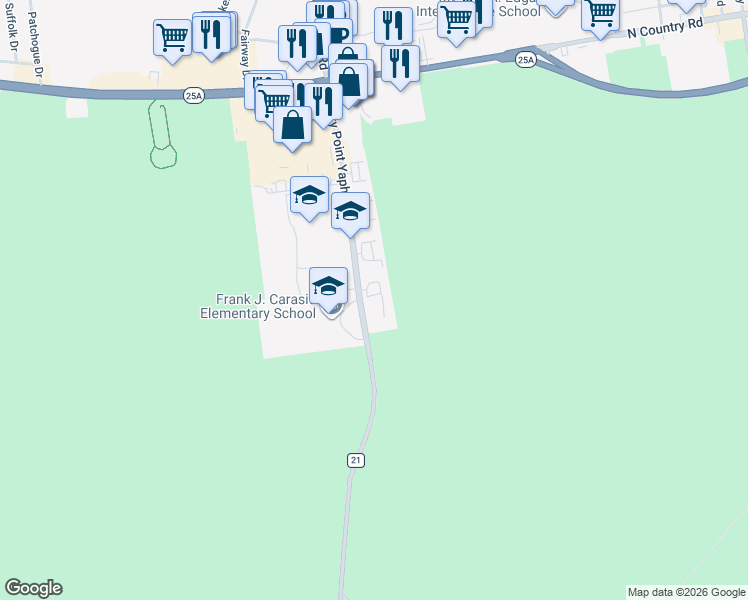 map of restaurants, bars, coffee shops, grocery stores, and more near 81 North Rocky Point Landing Road in Rocky Point