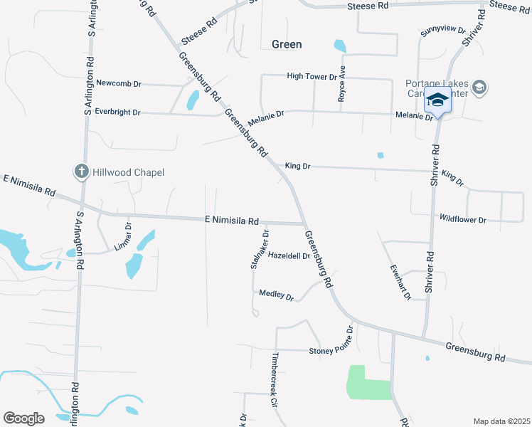 map of restaurants, bars, coffee shops, grocery stores, and more near 1387 East Nimisila Road in North Canton