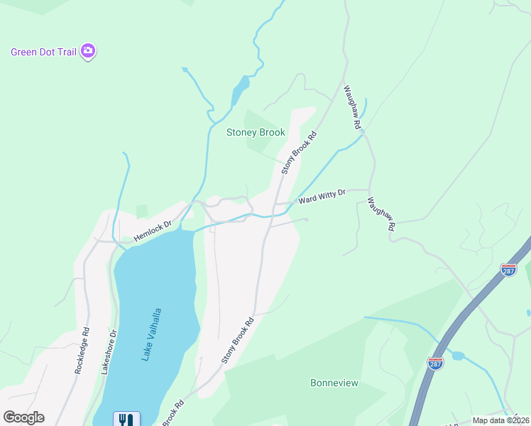 map of restaurants, bars, coffee shops, grocery stores, and more near 54 Stony Brook Road in Rockaway