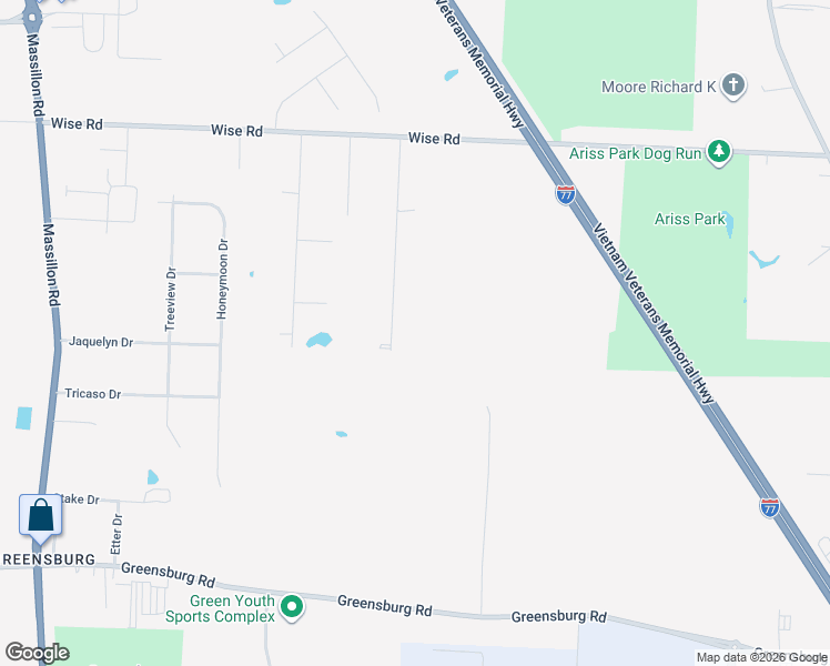 map of restaurants, bars, coffee shops, grocery stores, and more near 4631 Max Road in North Canton