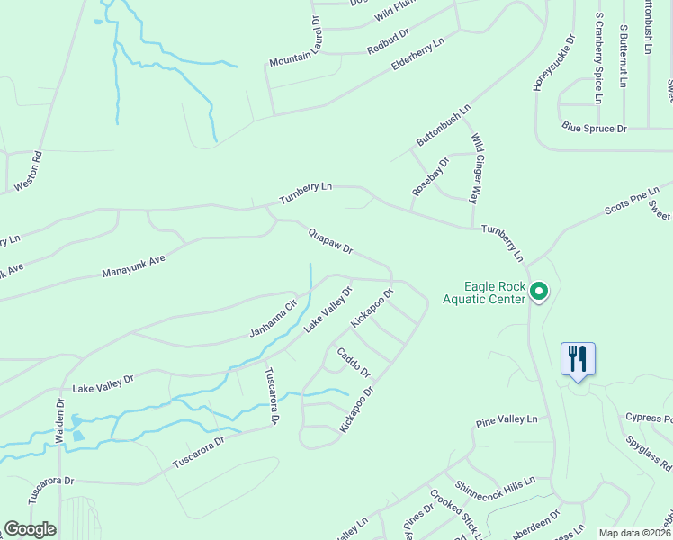 map of restaurants, bars, coffee shops, grocery stores, and more near Lake Valley Drive in Luzerne