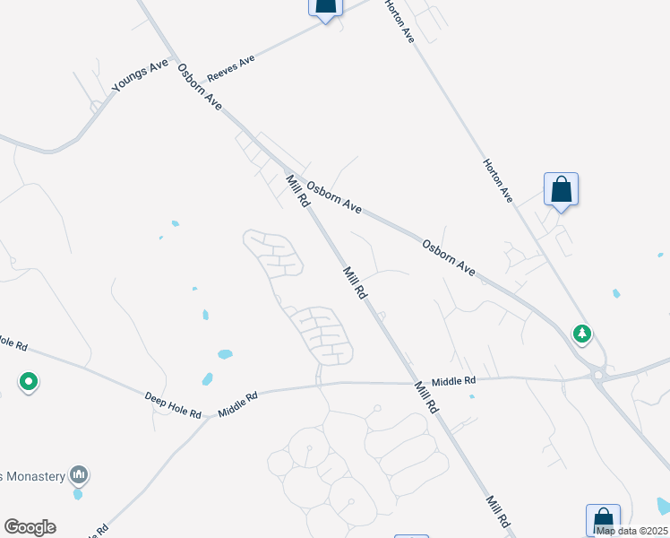 map of restaurants, bars, coffee shops, grocery stores, and more near 44 Golden Spruce Drive in Calverton