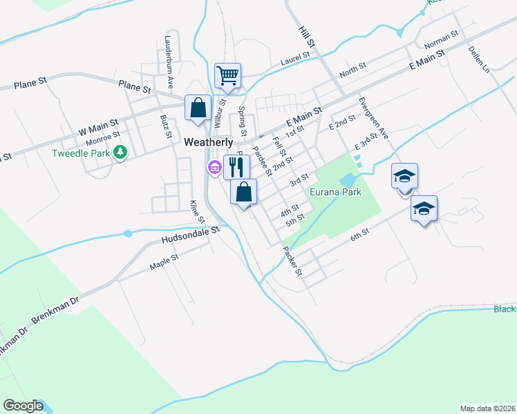 map of restaurants, bars, coffee shops, grocery stores, and more near 331 Carbon Street in Weatherly